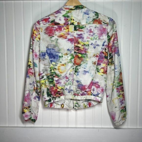 H&M Women's Multicolor Floral Bomber Jacket Full Zip Lightweight 4 Long Sleeve - Picture 3 of 10